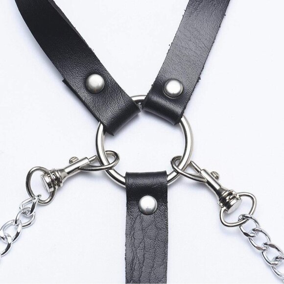 Leather Waist Chain Belt Black Body Harness Jewelry Women Fashion Accessories